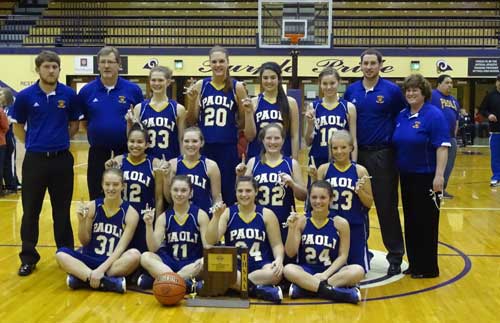 The girls pose for their picture after the sectional victory.