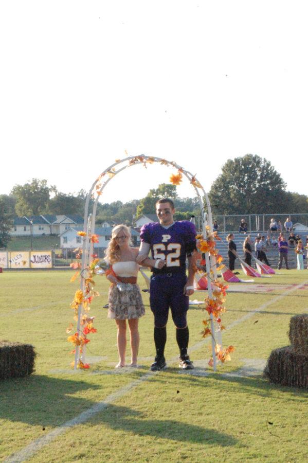Senior football player Spencer Cornwell and senior cheerleader Zoe Dyer at homecoming.