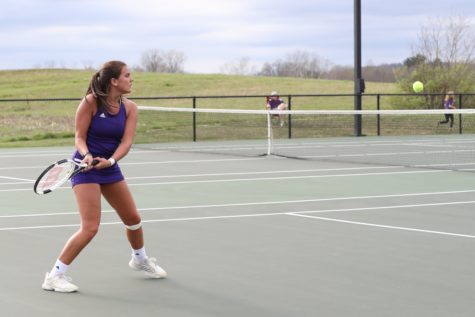 Junior Maddi Warren gets ready to hit the ball during a home match last year.