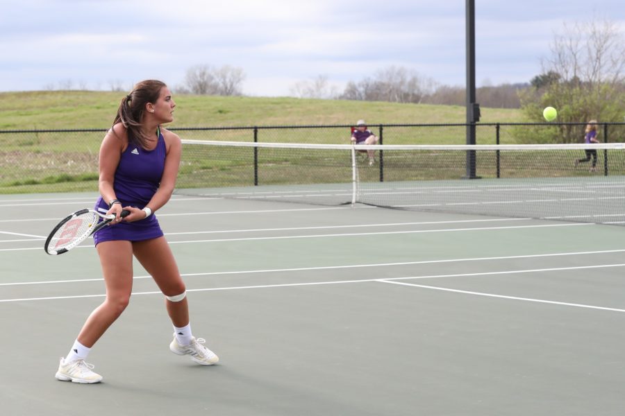 Junior Maddi Warren gets ready to hit the ball during a home match last year.