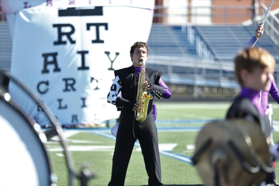 Senior AJ Lopez performs his solo during the Semi- State competition.