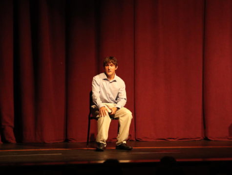 Senior AJ Lopez performs his monologue as Grand Champion of the Speech Contest.