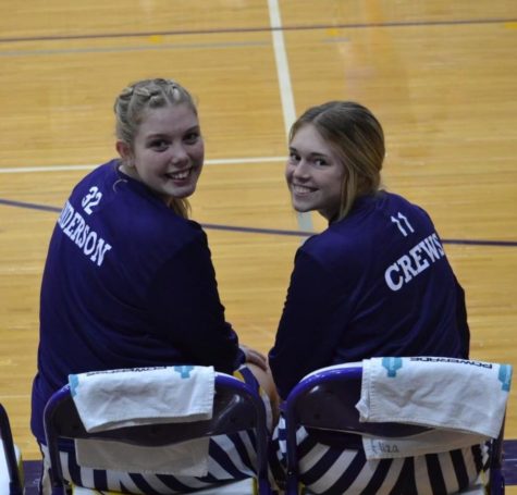 Seniors Ryleigh Anderson and Jackie Crews smile for a picture before one of their first games this season.