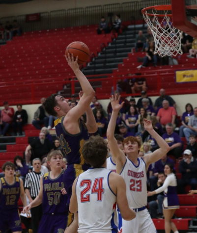 Junior Trey Rominger goes up for a shot during sectional.