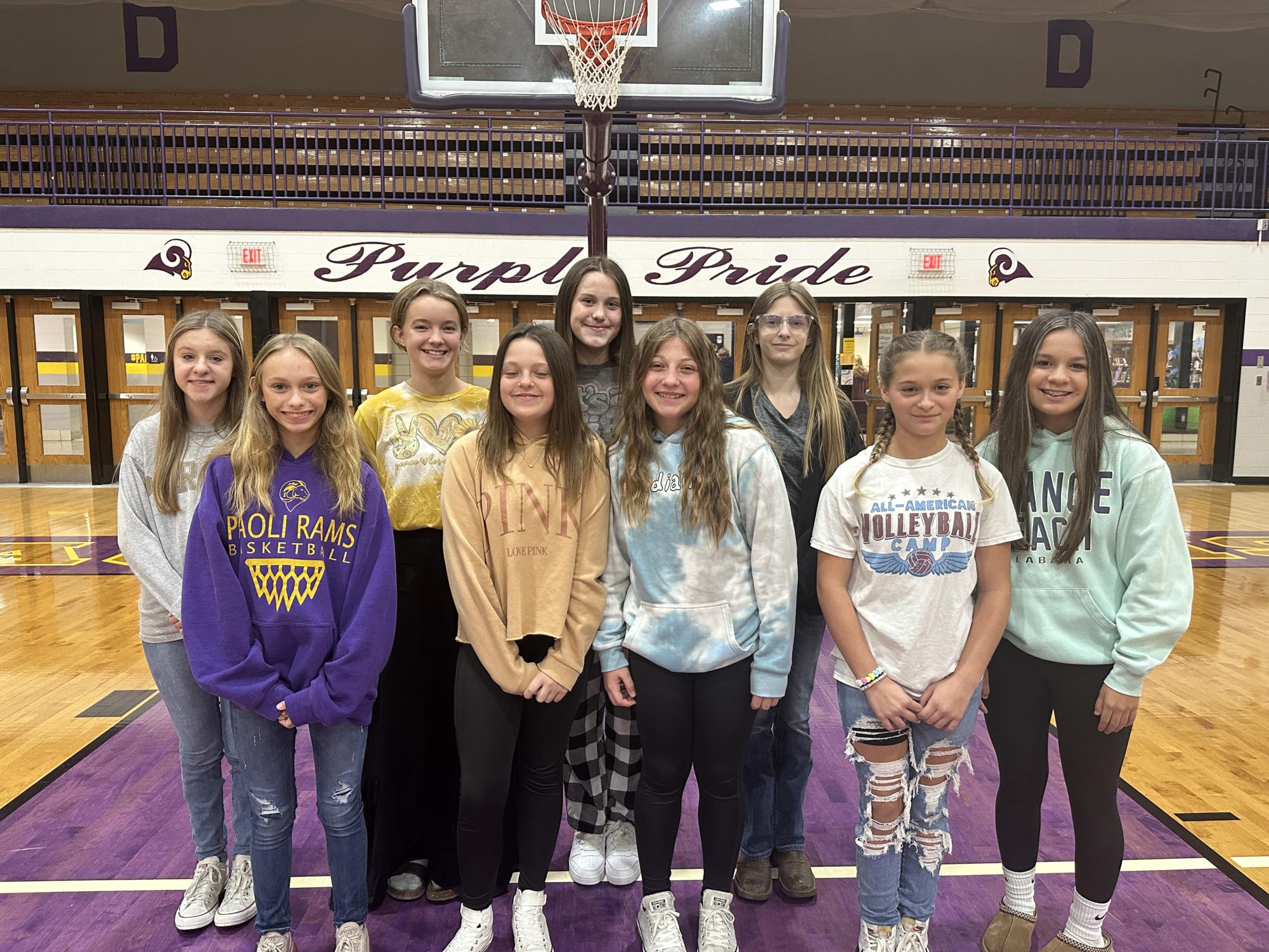 The new members of the JH Cheer team are eighth graders Maria Chastain, Kira Clements and Braylyn Nadeau, and seventh graders Taylyn Bledsoe, Rhianna Chavez, Kylie Frank, Chloe Flannery, Lydia Fulkerson and Jozie Simcox. 