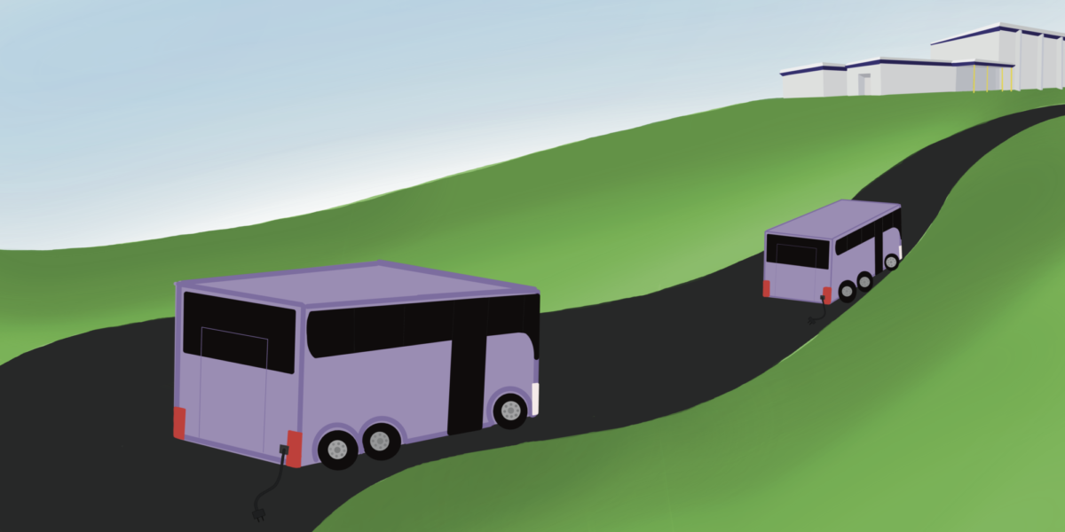 Artwork done for Issue 1 to show electric buses coming to Paoli.