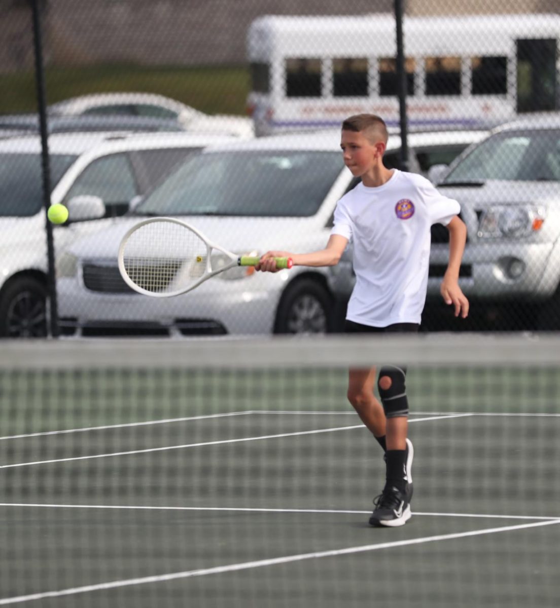 Seventh Grader Grant McAdams get's ready to hit the ball.