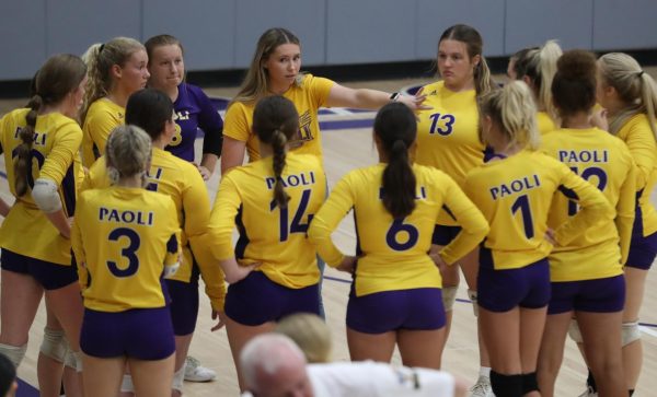 New Girls Volleyball Coach Kinley Block talking to her team.