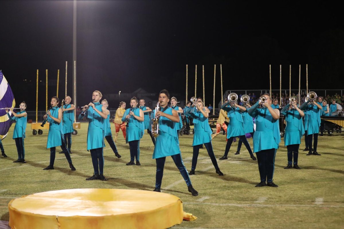 The pride of Paoli preforming their routine as a group