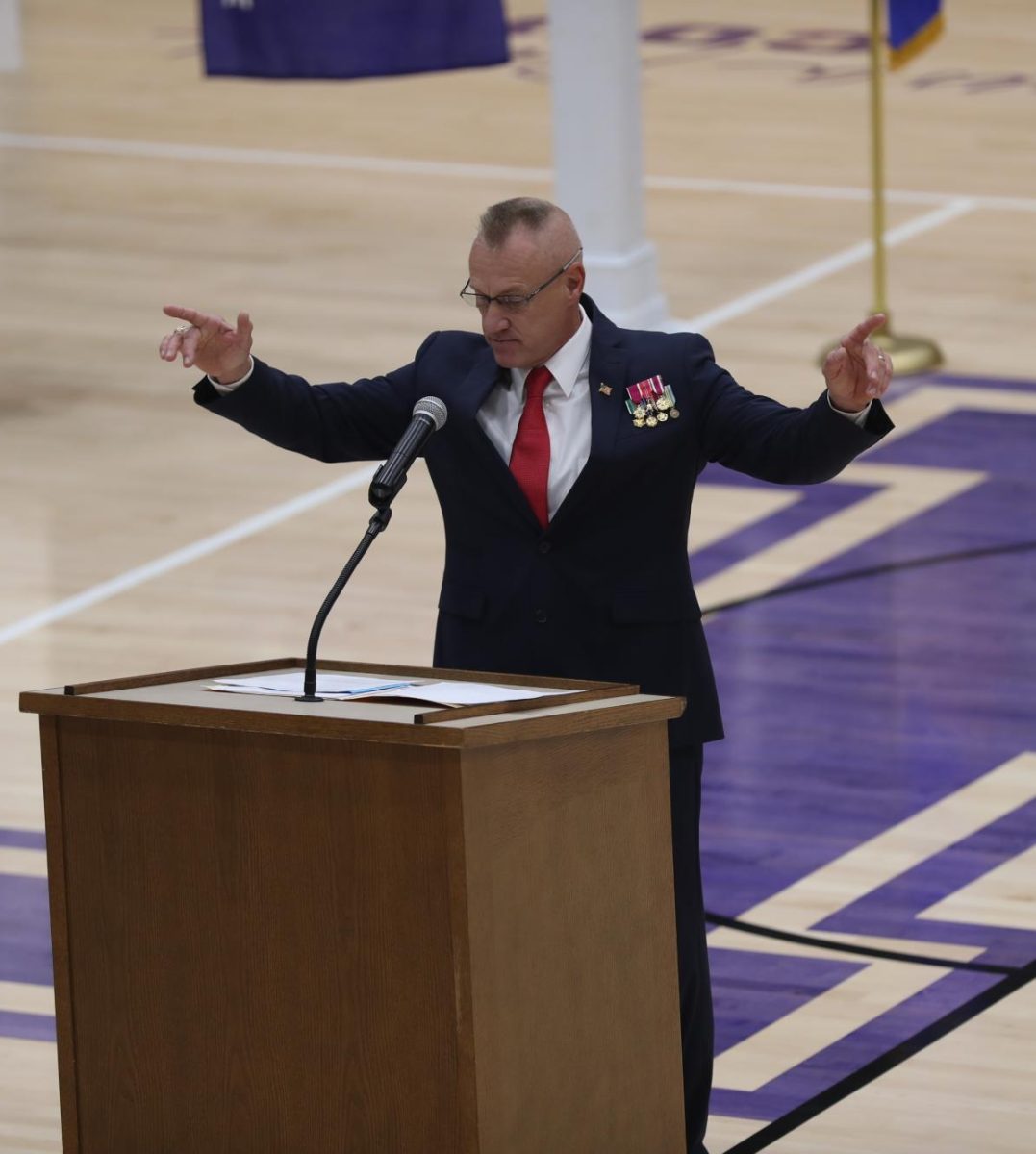 Guess speaker, John Hooper gives a speech.
