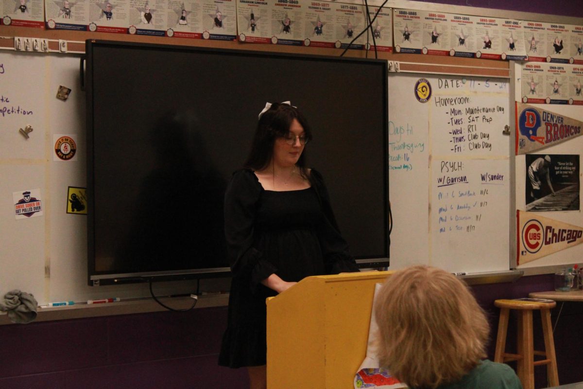 Junior Madison Collier saying her speech to people in her category.