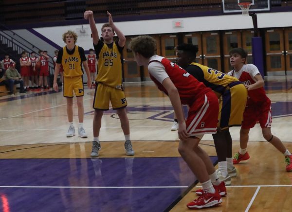 Seventh grader Finn Cole shoots a free throw.