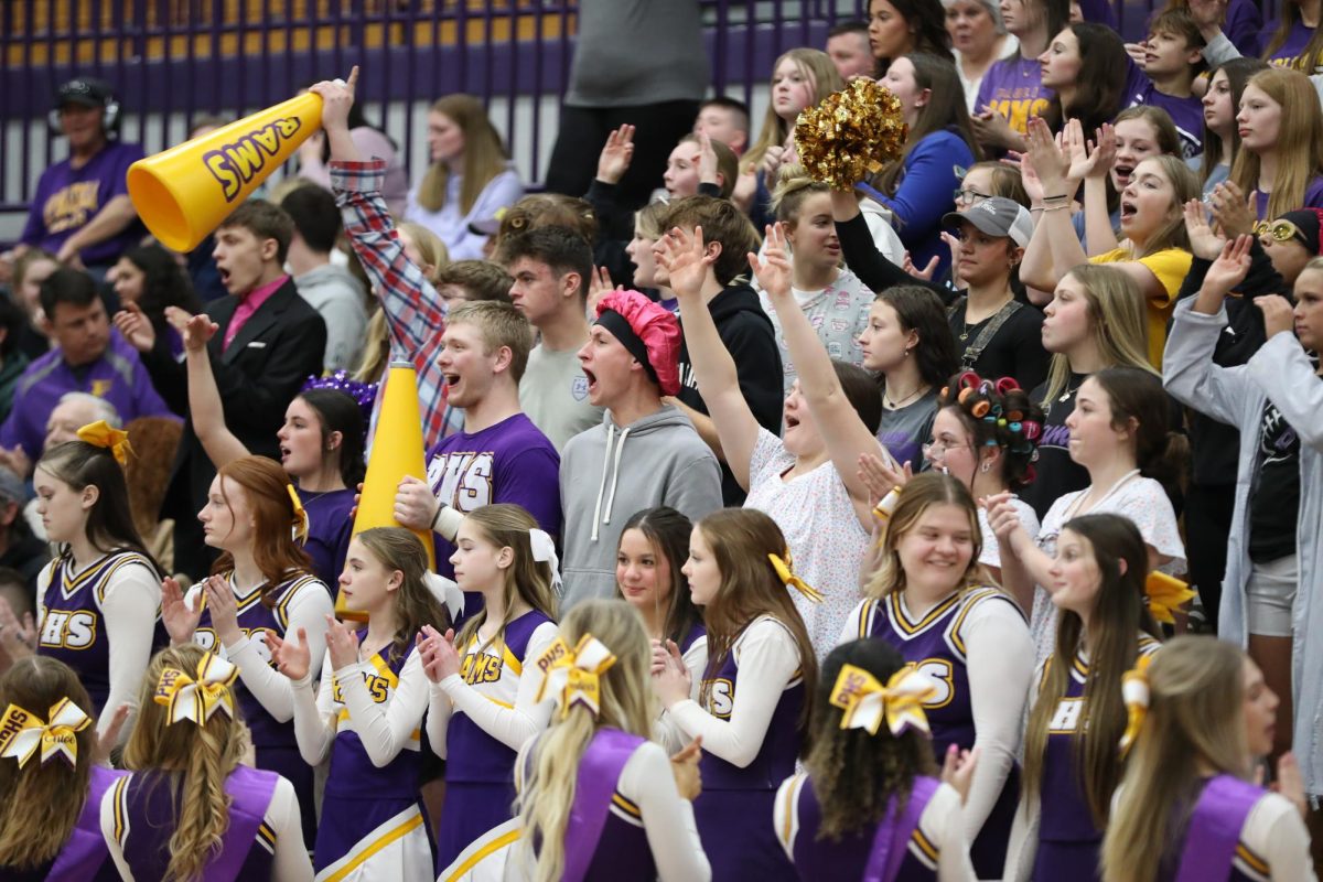 Paoli Student Section cheers on the Paoli Rams.