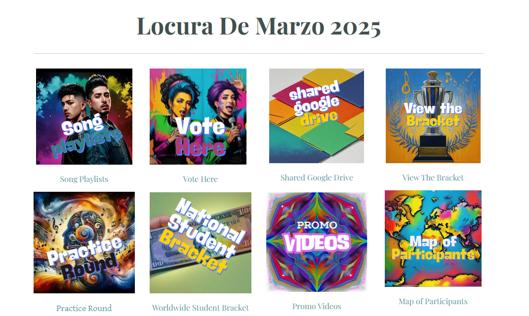 An image from the Locura De Marzo website where students can vote for their favorites. 