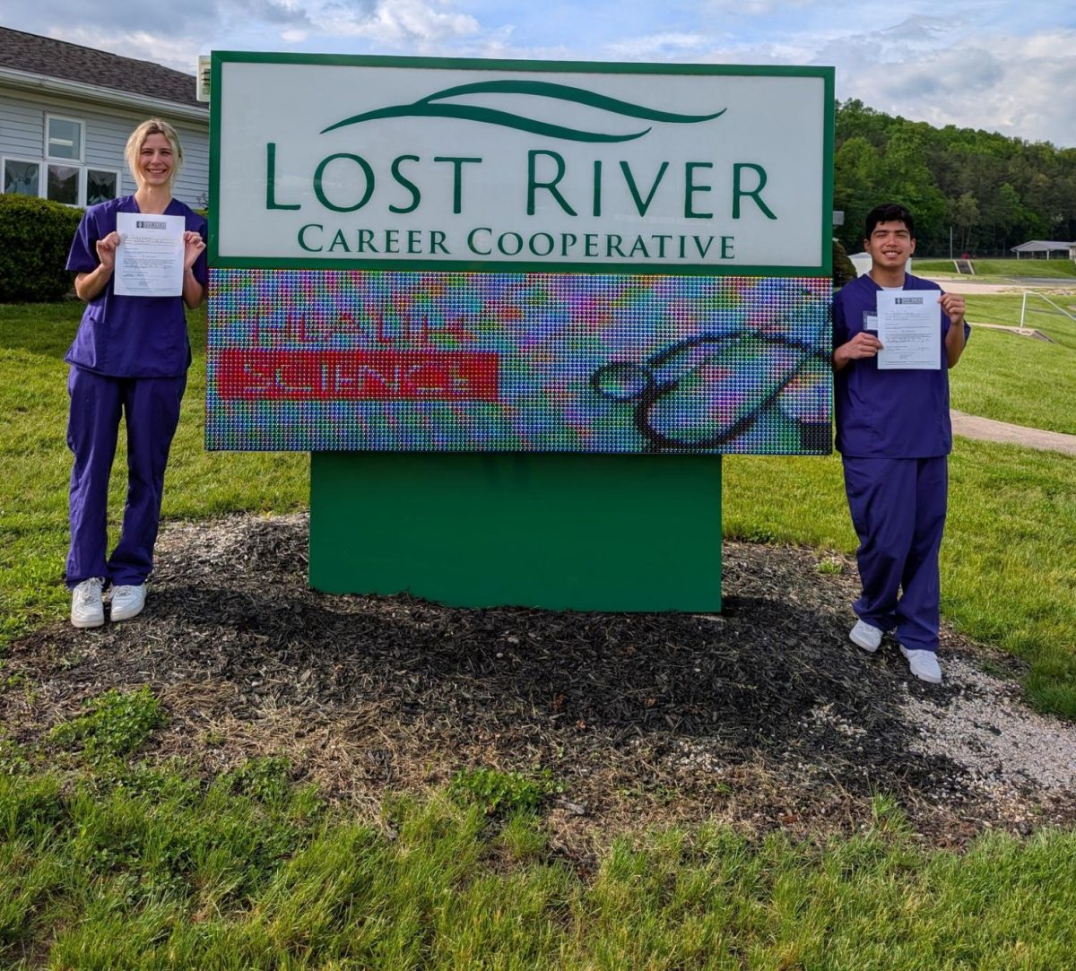 Senior Josh Zapien poses with Springs Valley High School student Jadyn Lynch after the two earned their Certified Nursing Assistant degrees.