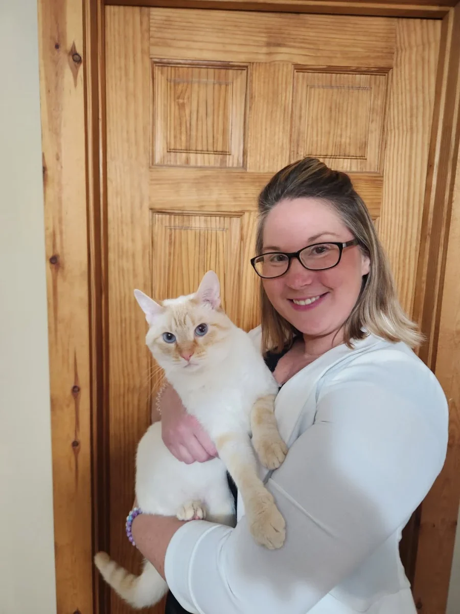 Shawna Walker with her cat, Little Dude.