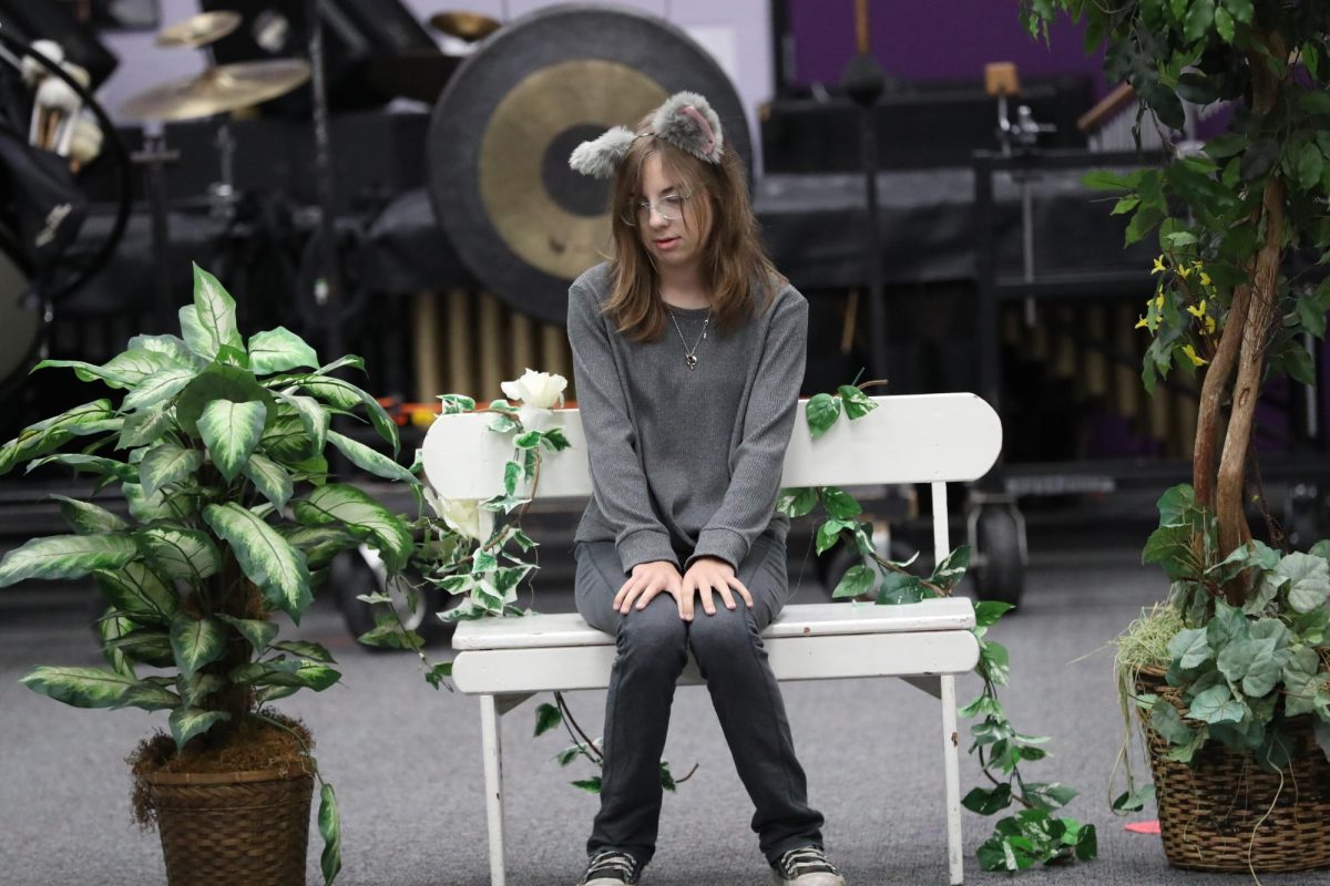 Sophomore Viola Bender performs her skit.