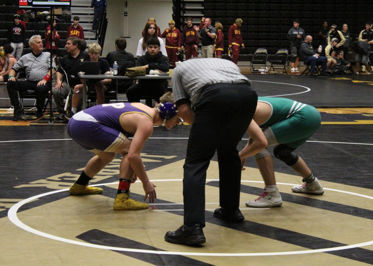 Senior Kolt Bonta gets ready to start his match.