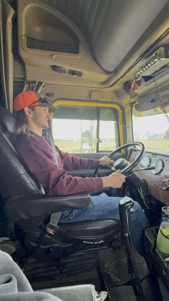 Senior Billy Bob Apple drives a semi truck with LRCC.