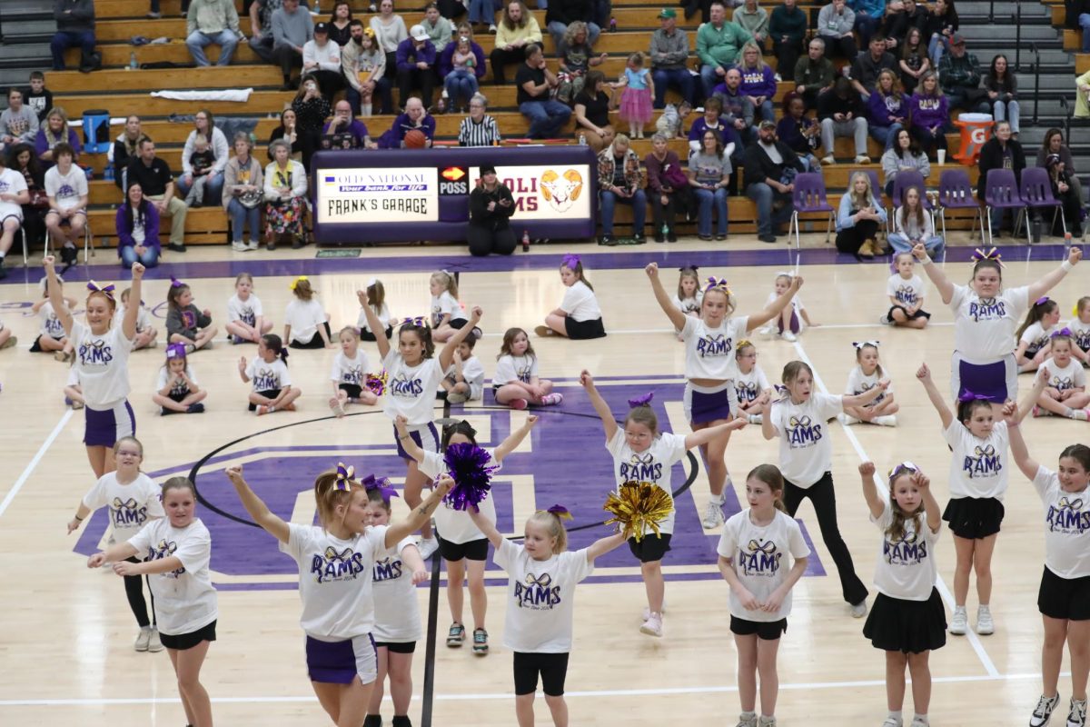 Cheerleaders perform during the winter cheer clinic.